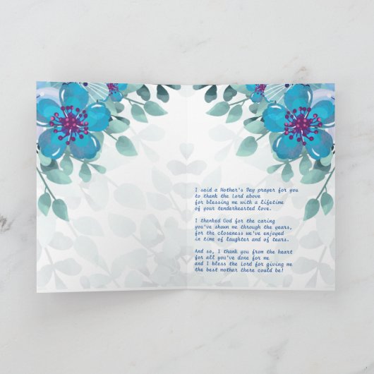 キリスト教の母の日の祈りの言葉 カード (内部)