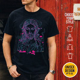 キリスト教の波状グリッドアナグリフ イエス・キリスト Tシャツ