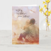 キリスト教の父の日の箴言17節6ビーチ カード (黄色い花)