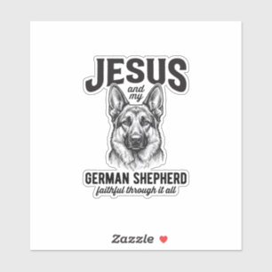 キリスト教の犬好きのためのジャーマンシェパードTシャツ シール