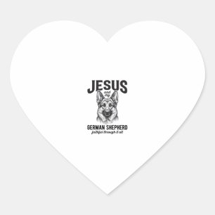 キリスト教の犬好きのためのジャーマンシェパードTシャツ ハートシール