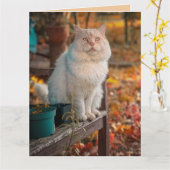 キリスト教の猫があなたを想っています フィリピ 1:3 カード (黄色い花)