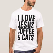 キリスト教の猫好きTシャツ、イエズスのコーヒー猫 Tシャツ (正面)