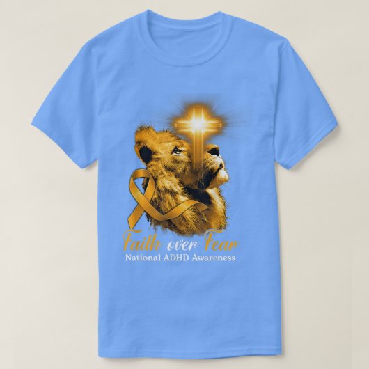 キリスト教の獅子国のADHDへの恐怖に対するクロス信仰 Tシャツ (デザイン正面)
