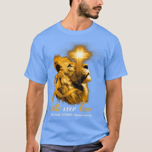 キリスト教の獅子国のADHDへの恐怖に対するクロス信仰 Tシャツ