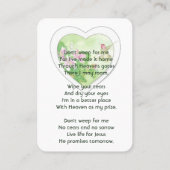 キリスト教の生活のお祝い，サービスHummingbird 名刺 (裏面)