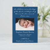 キリスト教の男の赤ちゃんの誕生の発表 案内状 (スタンド正面)