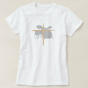 キリスト教の石のドラマーのドラム棒の十字の女性 Tシャツ