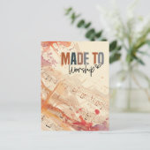 キリスト教の礼拝に作られた引用文詩篇95:1聖書 ポストカード (スタンド正面)