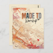 キリスト教の礼拝に作られた引用文詩篇95:1聖書 ポストカード (正面/裏面)