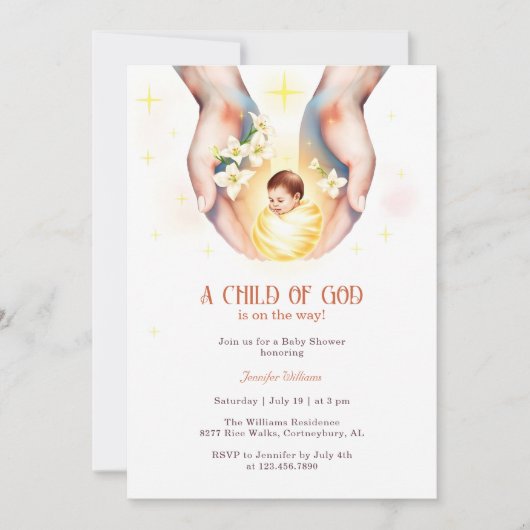 キリスト教の神の赤ちゃんシャワーの子供を宗教的に 招待状 (正面)
