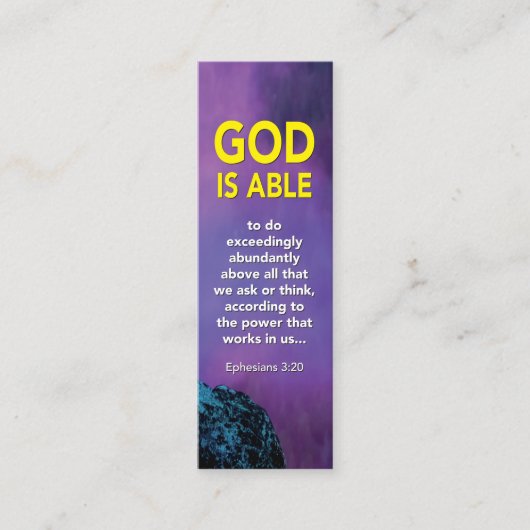 キリスト教の神はエペソ3:20ミニブックマーク可能 コーリングカード (正面)