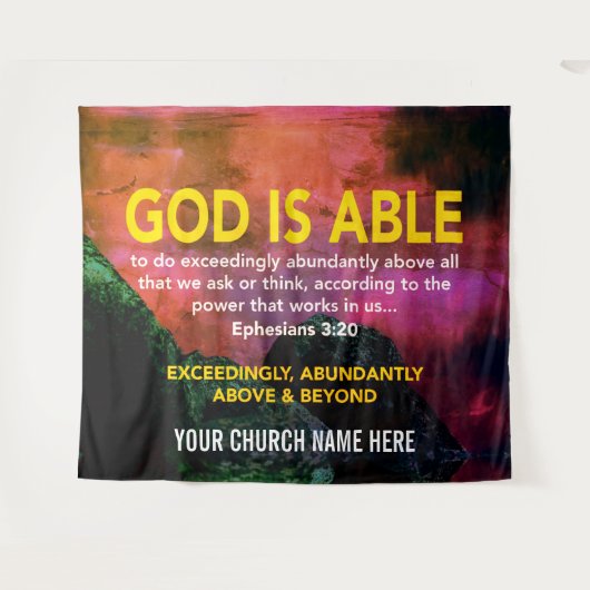 キリスト教の神はエペソ3:20教会である タペストリー (正面(横))