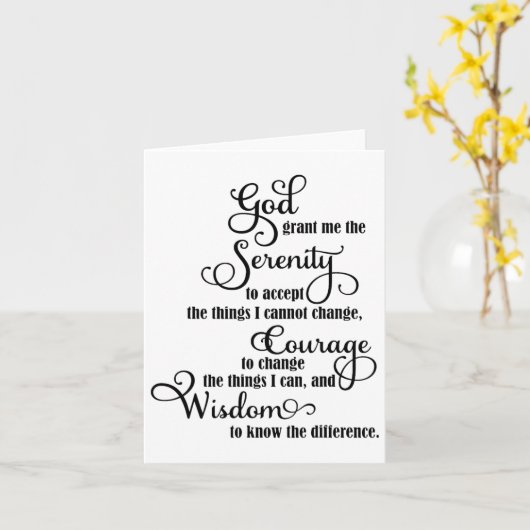 キリスト教の神は私に受け入れる静けさを与え祈る カード (黄色い花)