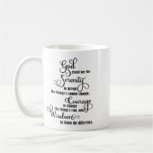キリスト教の神は私に受け入れる静けさを与え祈る コーヒーマグカップ (左)