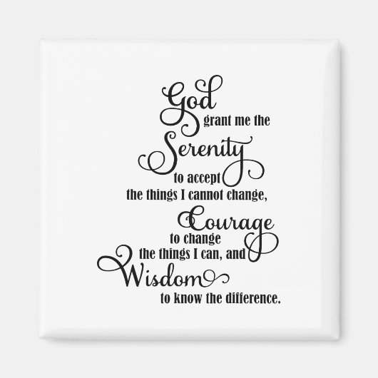 キリスト教の神は私に受け入れる静けさを与え祈る マグネット (正面)