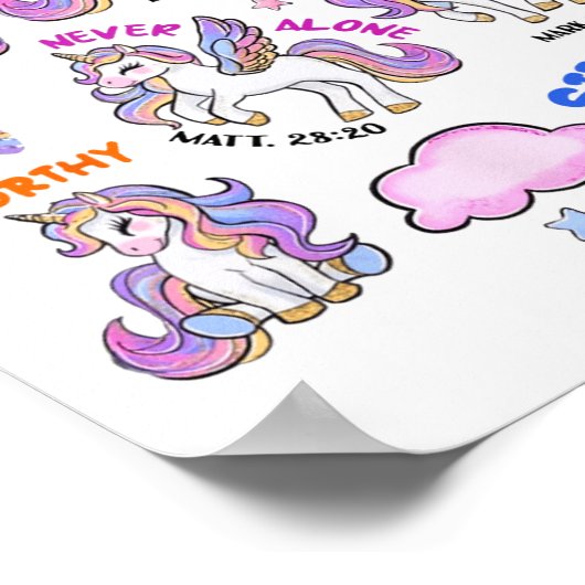 キリスト教の神は私はユニコーン聖書の聖句レリギであると言う ポスター (角)