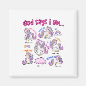 キリスト教の神は私はユニコーン聖書の聖句レリギであると言う マグネット (正面)