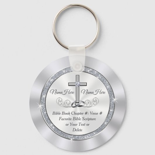 キリスト教の結婚式の引き出物パーソナライズされたは キーホルダー (裏面)