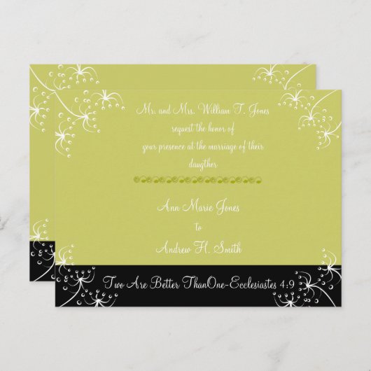 キリスト教の結婚式招待状2は次より優れている インビテーションポストカード (正面/裏面)