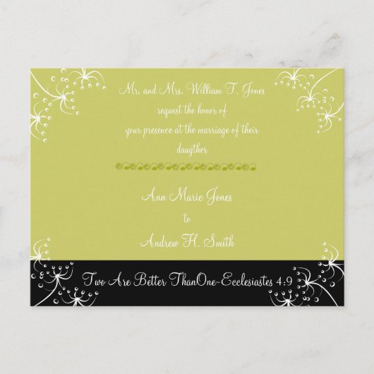 キリスト教の結婚式招待状2は次より優れている インビテーションポストカード (正面)