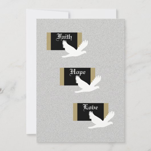 キリスト教の結婚式招待状- – 信仰、希望、愛 招待状 (正面)