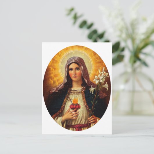 キリスト教の聖なるハートとマリア ポストカード (スタンド正面)