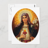 キリスト教の聖なるハートとマリア ポストカード (正面/裏面)