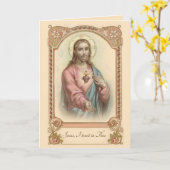 キリスト教の聖なるハート カード (黄色い花)