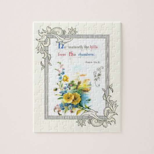 キリスト教の聖なる書物、経典およびかわいらしい花 ジグソーパズル (縦)