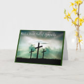 キリスト教の聖なる書物、経典の悔やみや弔慰カードはGolgothaを交差させます カード (黄色い花)