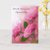 キリスト教の聖なる書物、経典の悔やみや弔慰カードピンクのバラ カード (黄色い花)