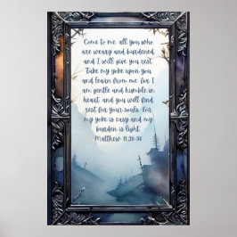 キリスト教の聖なる聖書の聖句マタイ11:28-30 ポスター