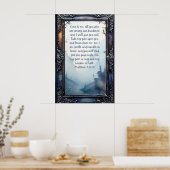 キリスト教の聖なる聖書の聖句マタイ11:28-30 ポスター (キッチン)