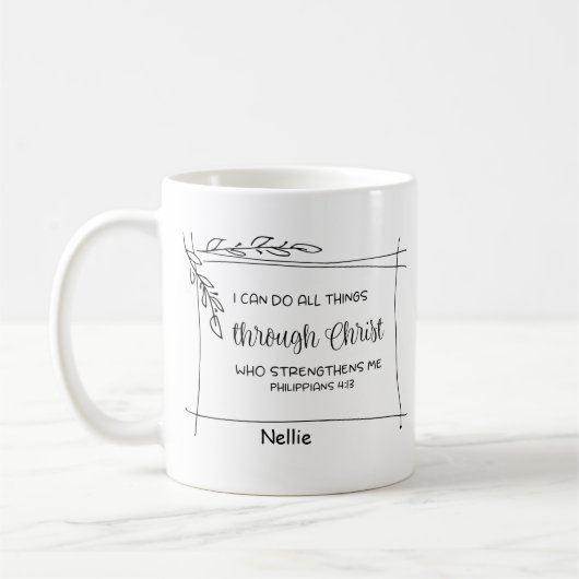 キリスト教の聖句すべての事ができる コーヒーマグカップ (左)
