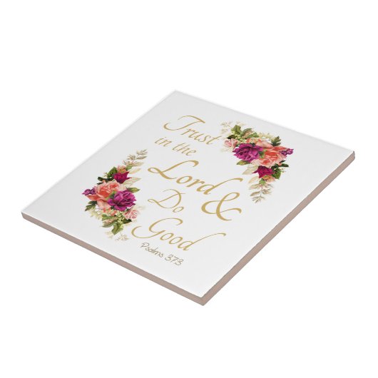 キリスト教の聖句:主への信頼と善を行う タイル (側面)