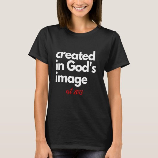 キリスト教の聖書の引用文が神のイメージの中に生まれ生まれた Tシャツ (正面)