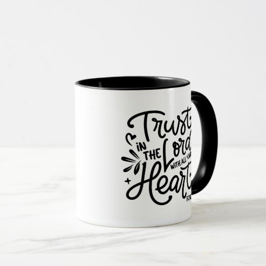 キリスト教の聖書の箴言3:5主への信頼 マグカップ (正面右)