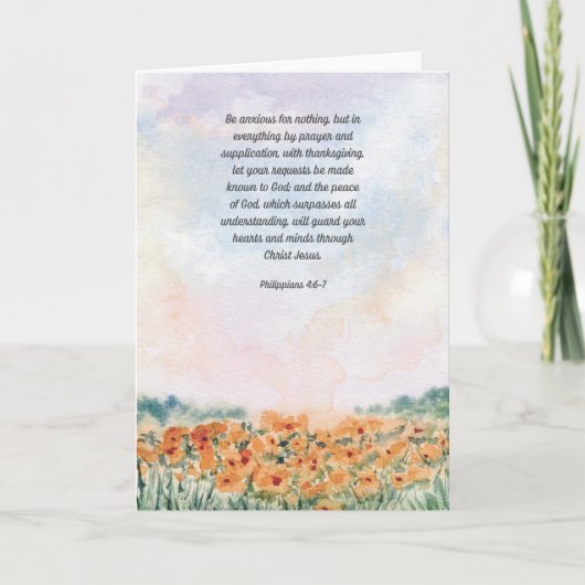 キリスト教の聖書の聖句のカードを何も気にしない サンキューカード (正面)