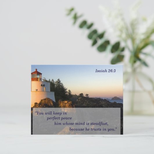 キリスト教の聖書の聖句イザヤ26:3平和 ポストカード (スタンド正面)