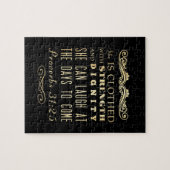 キリスト教の聖書の聖句 – 箴言31:25 ジグソーパズル (横)