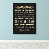 キリスト教の聖書の聖句 – 箴言3:5-6 キャンバスプリント (インサイチュ (ウッドフロア))