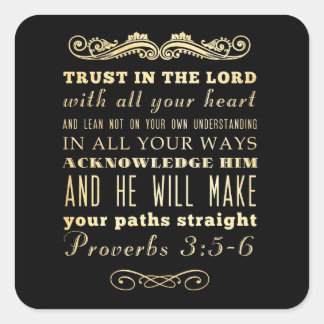 キリスト教の聖書の聖句 – 箴言3:5-6 スクエアシール