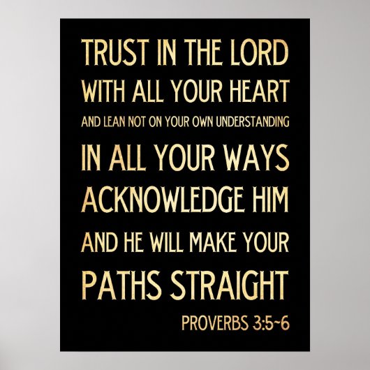 キリスト教の聖書の聖句 – 箴言3:5-6 ポスター (正面)
