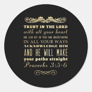 キリスト教の聖書の聖句 – 箴言3:5-6 ラウンドシール