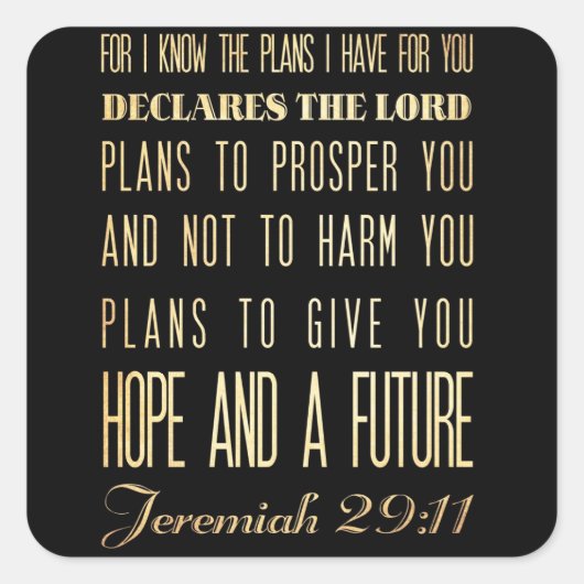 キリスト教の聖書の聖句 – Jeremiah 29:11 スクエアシール (正面)