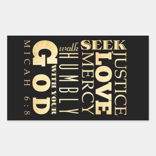 キリスト教の聖書の聖句 – Micah 6:8 長方形シール (正面)