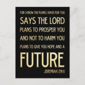 キリスト教の聖書の聖書の詩-ジェレミアの29:11 ポストカード (正面)