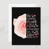 キリスト教の聖書の詩の箴言31:25バラの花 シーズンポストカード (正面/裏面)