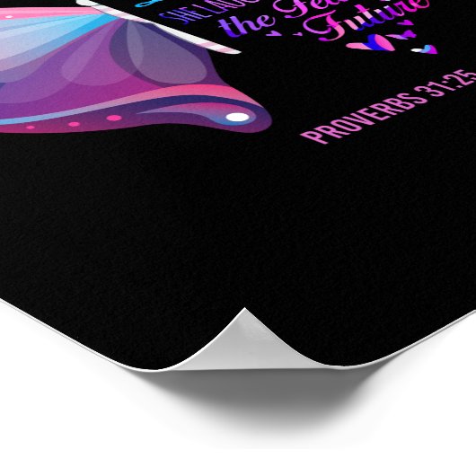 キリスト教の聖書の詩の箴言31:25蝶 ポスター (角)